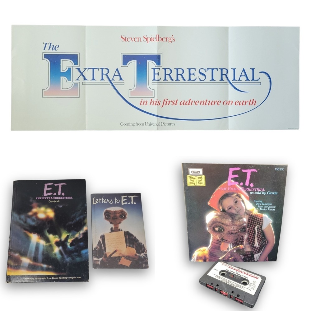 VTG E.T. The Extra Terrestrial Movie‎ Poster Storybook Read Along Book 80s Lot